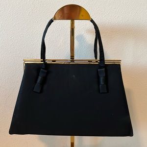 Vintage After Five Black Satin Evening Bag
